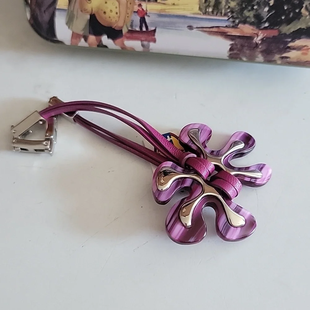Fossil Steel unique purple flower necklace bracelet new nwt colorado tin box